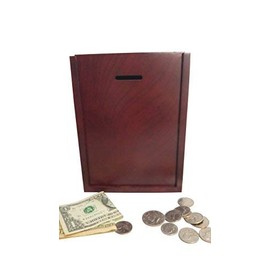 MCB Finished Natural Wood Charity Donation & Suggestion Box Ballot Box with Side Pocket - with Hinged Lid and Safety Lock (Dark Mahogany)