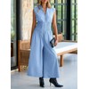 Cicy Bell Womens V Neck Casual Dressy Jumpsuits Smocked Zip
