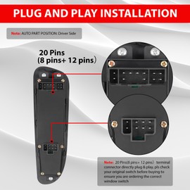 CMRDQD 56049805AB Driver Side Power Window Switch & Black Panel Bezel Compatible with 2002-2010 Dodge Ram 1500 2500 3500 4500 Replace 56049805AA, 68171680AB