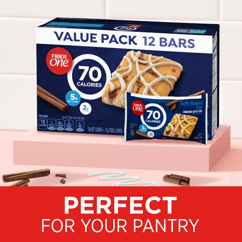 Fiber One 70 Calorie Soft-Baked Bars, Cinnamon Coffee Cake, Value