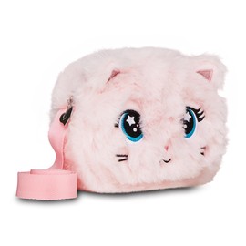 SJ GANG STYLE JAM GANG Borsetta Gattino Per Bambine In Pelliccetta Rosa, Con Tracolla Regolabile, Dettagli Scintillanti E Cursori Personalizzati, Asilo, Tempo libero