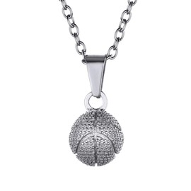 GoldChic Men's Pendant Necklace Stainless Steel / 18 K Gold-Plated / Black Football/Basketball/Rugby Ball/Baseball Pendant 3D Design Ball Sports Jewellery Gift with 51 cm / 55 cm Chain for Men Women,