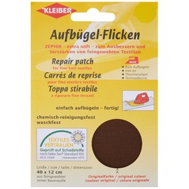 Kleiber Iron On Repair Patch for Fine Knit Textiles-40cm x 12 cm Size-Dark Brown, 40 x 12 cm
