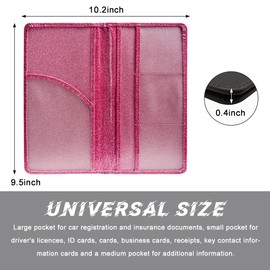 Yourkar Car Registration and Insurance Card Holder, Glitter Leather Vehicle Document Holder with Magnetic Shut, Bling Glove Box Essential Card Driver License Paperwork Organizer (Glossy, Purple)