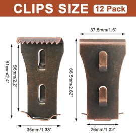 Biaungdo 12 Pcs Brick Wall Clips, Steel Brick Hook Clips, Heavy Duty Brick Hanger for Hanging Outdoors, Metal Brick Wall Hangers Outside Home Decor for 2-1/4 to 2-3/8 inches Bricks(Red Bronze)