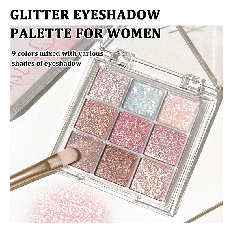 Glitter Eyeshadow Palette for Women - Shimmer Makeup Palette with