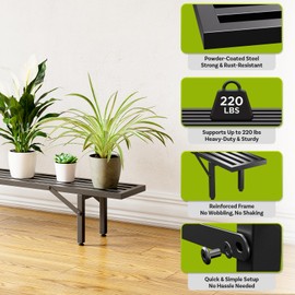 IDZO Steel Ladder Plant Stand Indoor, Heavy-Duty Steel Plant Holder, 220 lb Capacity, Rustproof and Weather-Resistant, Indoor/Outdoor Metal Plant Stand, Space-Saving Display, Easy Assembly, 1-Tier