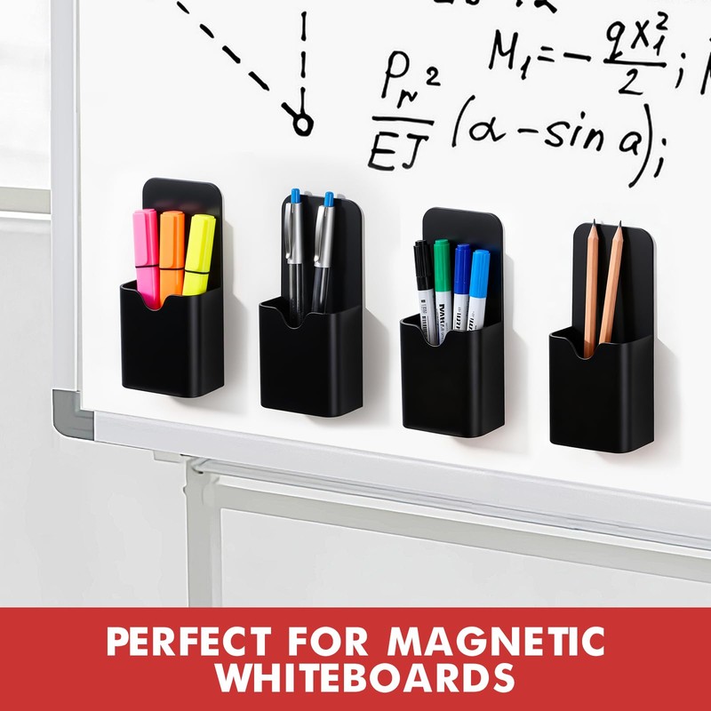 BEYGORM 4 Pack Magnetic Pen Holder for Whiteboard, Upgraded with
