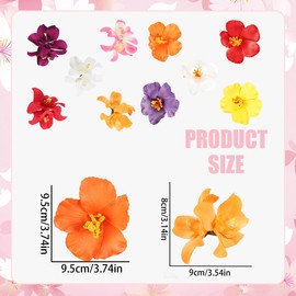 10 Pcs Hawaiian Flower Hair Clips for Women, Plumeria Hibiscus Hair Clips Rose Hair Barrettes, Artificial Flower Clips 3.5 Inch Boho Hair Accessories for Vacation Beach Party for Girls Wedding