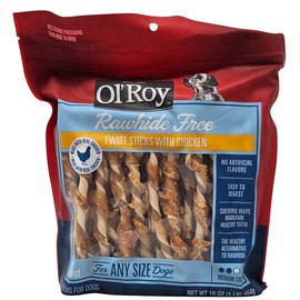 Ol' Roy Rawhide Free Chicken Flavor Twist Sticks Dog Treats, 16 Ounces
