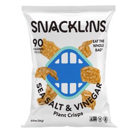SNACKLINS Plant Based Crisps SEA SALT & VINEGAR - Gluten Free, Grain Free, 100% Kosher, Vegan Healthy Snacks, Crunchy Puffed Snack, Only 100 Calories Per Bag - .9oz (Case of 12)