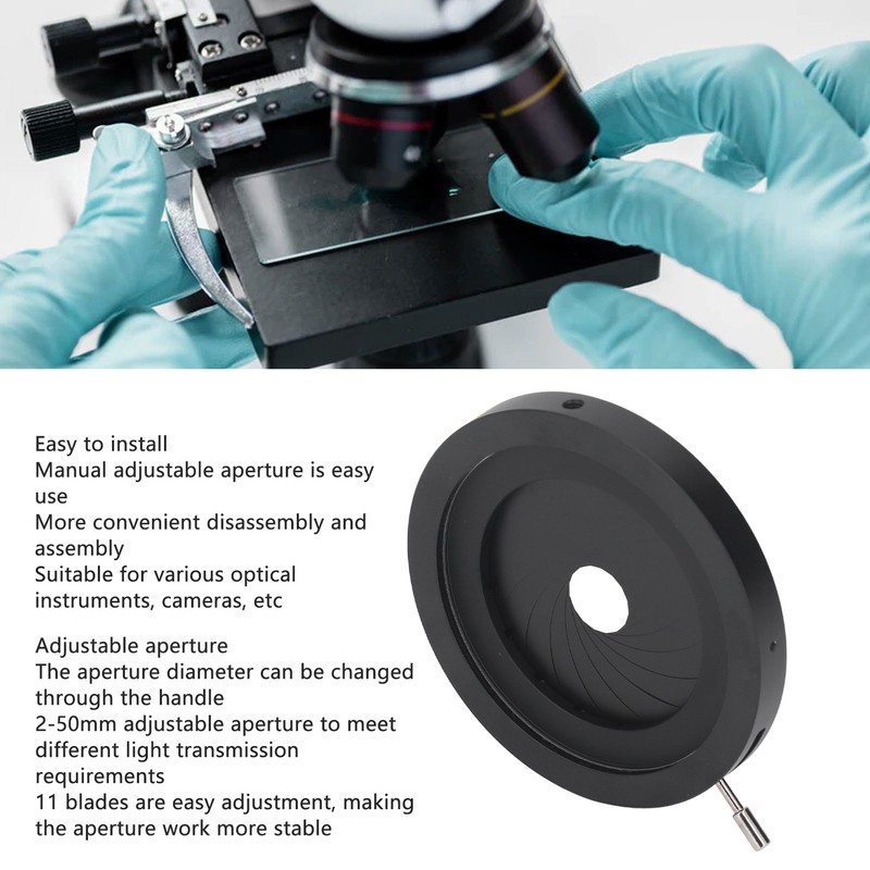 Adjustable Aperture 2‑50mm Iris Diaphragm Aluminum Alloy Manual Aperture Adjustable