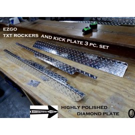 J & O Carts Parts Ezgo TxT Golf Cart Aluminum Diamond Plate Rocker Panels & Kick Plate 3 pc set