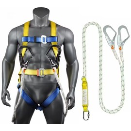 Ymachray Fall Protection Safety Harness OSHA/ANSI Compliant,internal Shock Absorbing landyard&Hook