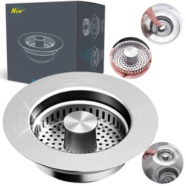 Kitchen Sink Drain Strainer – 304 Stainless Steel 3-in-1 Pop Up Design, Anti-Clogging Sink Strainer Basket for US Standard 3.5" Kitchen Drain, Water Storage & Debris Filter