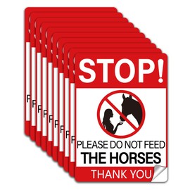 WADORN 10Pcs Please Do Not Feed The Horses Thank You Sign Sticker, Stop Feeding Horses Sign Self-Adhesive Vinyl Decal No Feeding Sign Warning Stickers for Horse Stables and Pastures 7.08x5.12 Inch