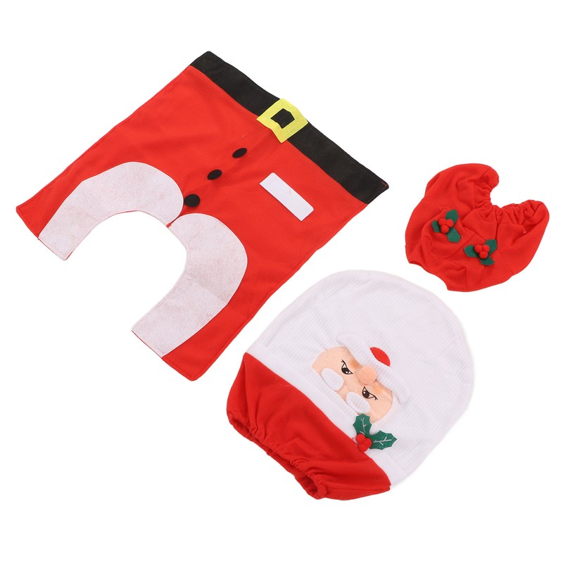 3Pcs Santa Toilet Seat Cover Rug Water And Tank Cover
