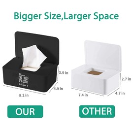 Moorfowl Baby Wipes Dispenser for Bathroom,Please DO NOT Flush Wipes Container Holder, Upgarde Size (8.2L x 4.9W x 3.9H inches)