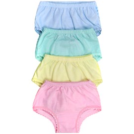 ToBeInStyle Girl's Pack of 4 Cotton Ruffle Hem Panties - Ruffle Back - Size 6