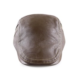 Mens Ivy Cap PU Leather Newsboy Hat Adjustable Beret Caps Classic Golf Flat Cap Gatsby Driving Fishing Hat