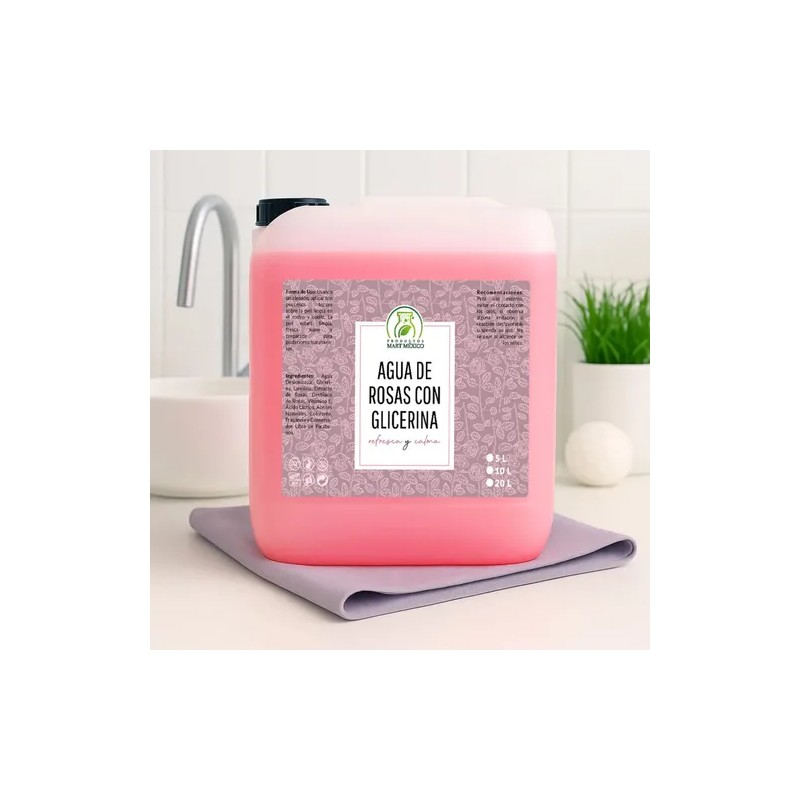 Agua de Rosas con Glicerina 5L Productos Mart Mexico Tónico