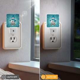 Jahiona LED Night Light Lamp with Smart Sensor Dusk to Dawn Sensor,Christmas Cartoon Character Skiing Snowman Night Light Daylight White,0.5W Plug-into Wall for Adults,Bedroom,Bathroom,Hallway,Kitchen