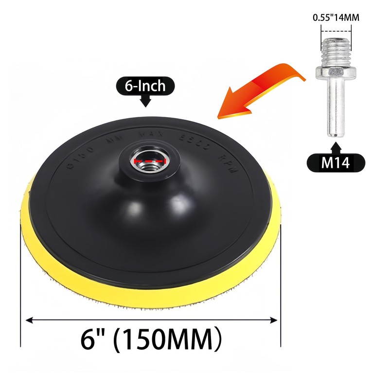 Kiyraglo 6 Inch Hook and Loop Sanding Backing Pad for