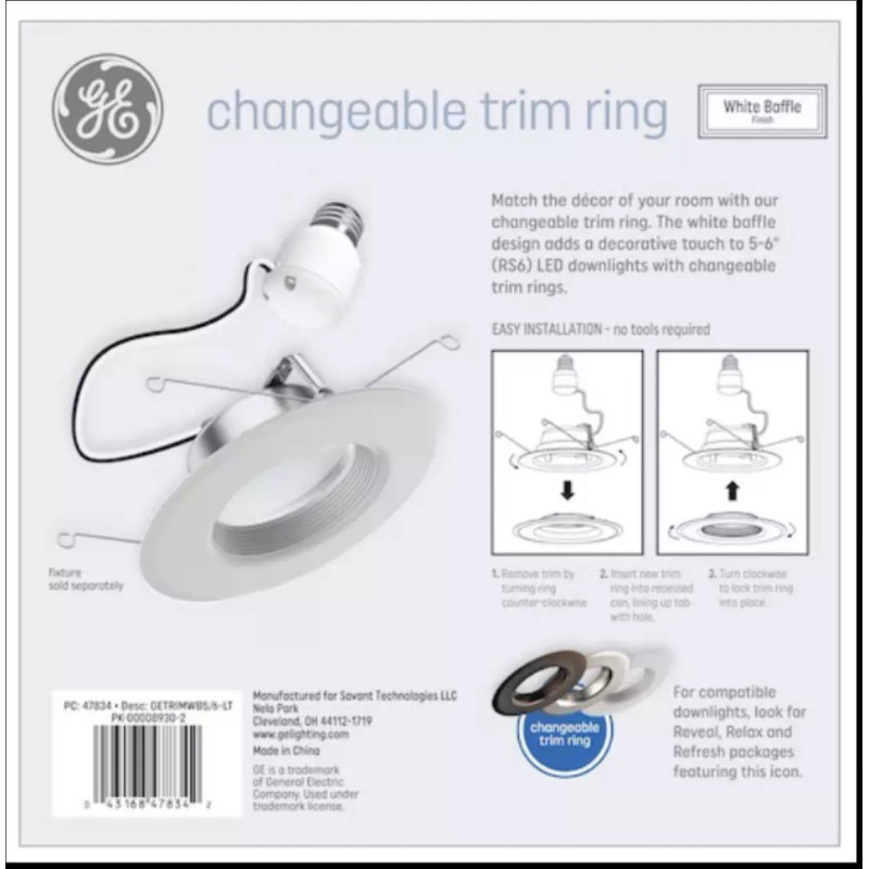 GE Lighting (10 trim rings) GE Lighting 47834 changeable Trim