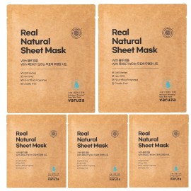 varuza] Real Natural Sheet Mask – EWG VERIFIED, Vegan BLUE AMPOULE [5 PACK]