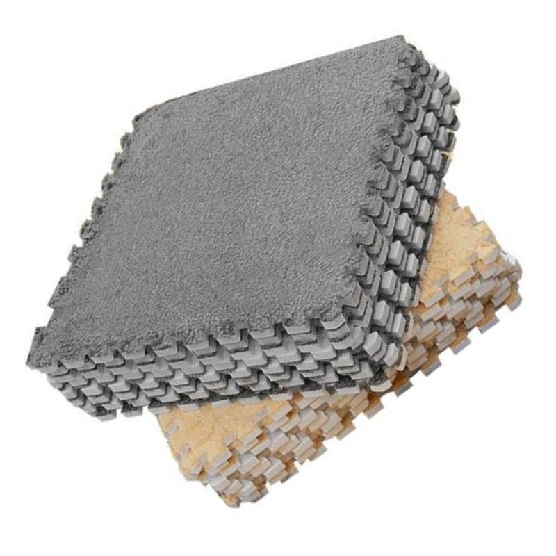 10Pcs Plush Foam Interlocking Carpet Tiles 11.8 X 11.8in Anti