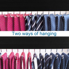 CENZICOM Tie Rack Wall Mounted, 360°Rotating Tie Hanger Belt Organizer for Belt, Ties, Purse, Scarves, Hats,Tank Top, Non-Slip for Door, Wall, Closet (Black)