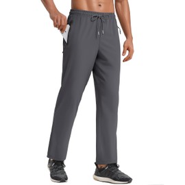 Forik Hiking Pants for Men Lightweight Outdoor Sweatpants with Zipper Pockets Water Resistant Elastic Waist Quick-Dry Grey