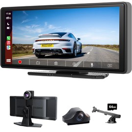 Wireless Apple Carplay Screen for Car 4K Dash Cam, 10.26" Portable Apple Carplay & Android Auto Car Stereo, with 1080p Backup Camera, GPS Navigation/Mirror Link/Voice Control/Bluetooth/FM