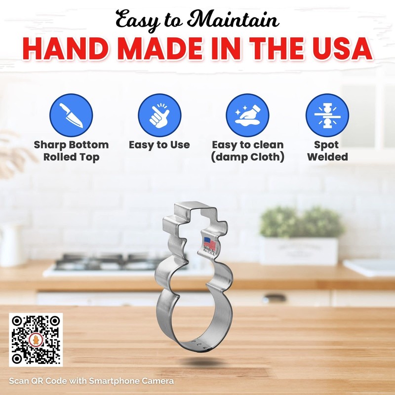 Foose Snowman Cookie Cutter 3.5 Inch –Tin Plated Steel Cookie