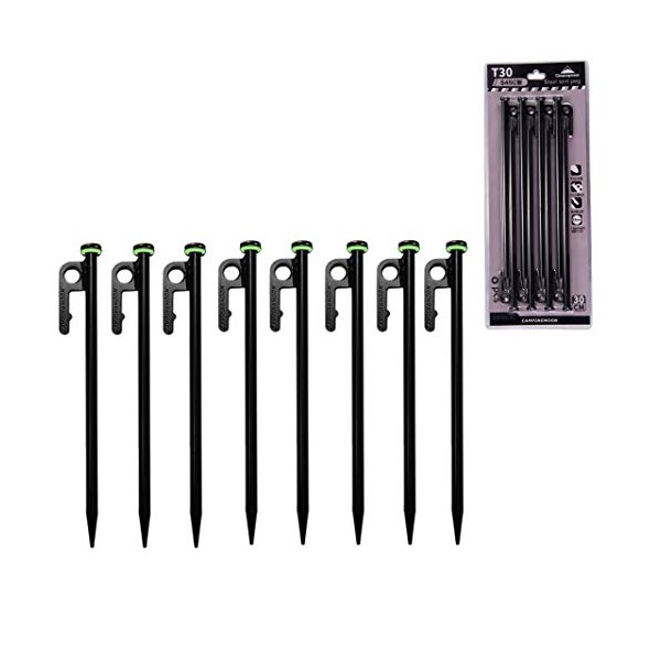 CAMPINGMOON 8pcs Carbon Steel S45C Black Coating Tent Stake for Hard Ground (【11.81-inch 8pcs Set】)