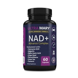 ULTRA MARY NAD+ Resveratrol Supplement – Longevity Formula with Nicotinamide Adenine Dinucleotide with CoQ10, Apigenin & Turmeric Anti-Ageing Formula for Men & Women – 60 Capsules