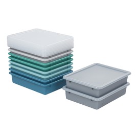 ECR4Kids Letter Size Tray with Lid, Storage Bin, Contemporary, 10-Piece