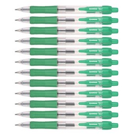 OFFICER PRODUCTS DONAU Classic Retractable Gel Pen, Colour: Green, Pack of 12, Line Width: 0.25 mm, Ball Diameter: 0.5 mm, Soft Feel Grip