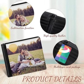 HADIIH 4 Pieces Sublimation Wallet, Heat Transfer Money Wallet, Sublimation Money Wallet with ID Windows for Travel, Work, Graduation, black, Modern