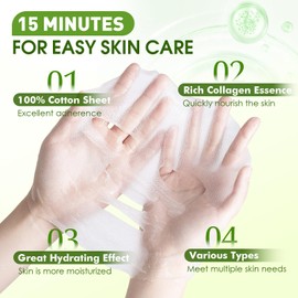 KONEUK 27 Pack Collagen Sheet Face Masks Skincare for Women, Bulk Hydrating Face Mask Set for Dry Skin, Moisturizing Facial Masks for Skin Care, Mothers Day Gifts, Teacher Gifts and Nurses Week Gifts