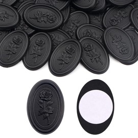 Aiviman Rose Oval Wax Seal Stickers, 50Pcs Black Self-Adhesive Envelope Seal Stickers Great for Gift Wrapping,Wedding Invitation,Valentine's Day,Christmas
