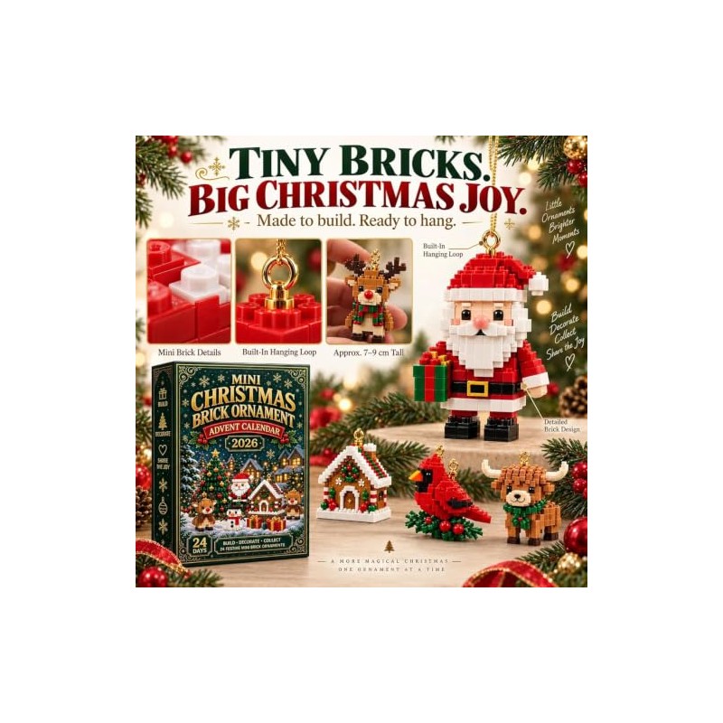 24-Day Mini Christmas Brick Ornament Advent Calendar, Divertidos Sets de
