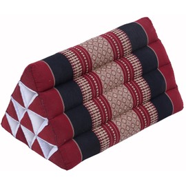 GURU SHOP Triangle Thai Cushion, Triangular Cushion, Kapok, Red, 30 x 30 x 50 cm
