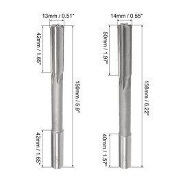 sourcing map 13mm and 14mm Chucking Reamer Set, H7 HSS Lathe Machine Reamer 6 Straight Flutes, Round Shank Milling Cutting Tool, for Metal Non-Ferrous Metal Copper,2pcs