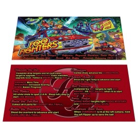 Stern Foo Fighters Pro Pinball Custom Apron Instruction Cards v3