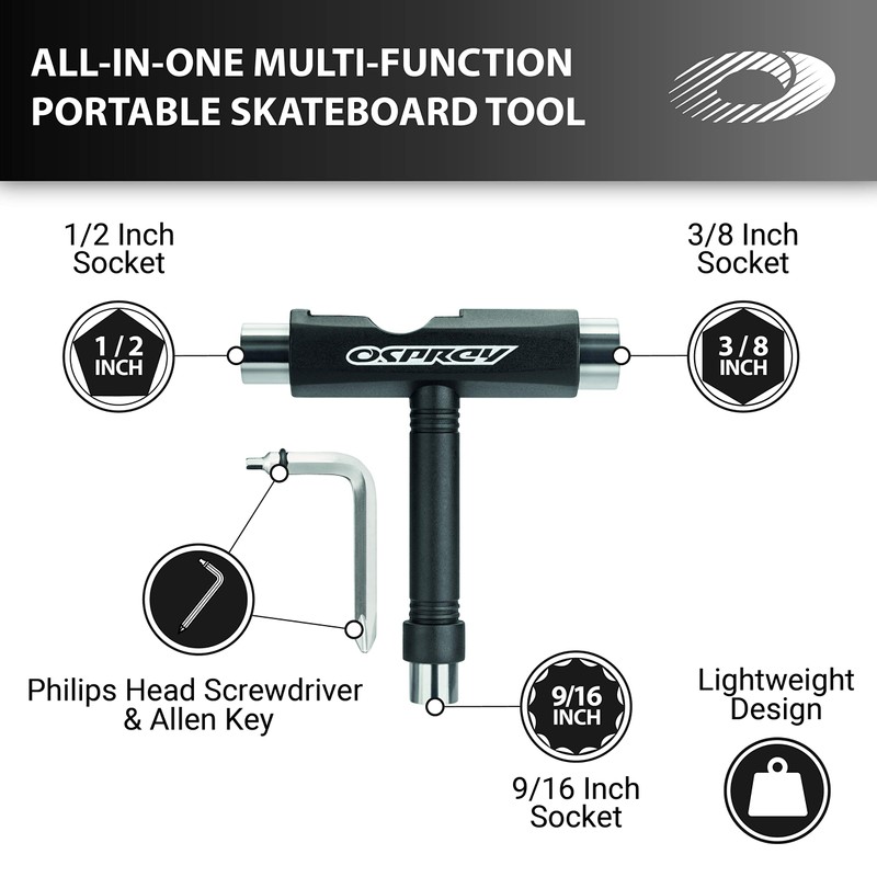 Osprey Skateboard Tool – Multi Function T-shape Skate Tool