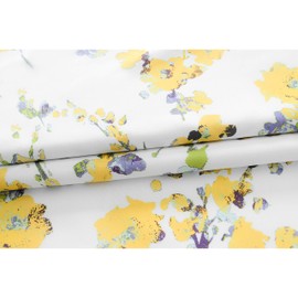 DriftAway Blossom Abstract Floral Ink Painting Lined Window Curtain Valance Rod Pocket 2 Layer 52 Inch by 14 Inch Plus 2 Inch Header Yellow
