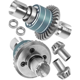 RC Front Rear Differential & Input Gear Upgrades Part for 1/14 H14BM 14209 14210 14301 14303 1/16 H16BM H16PL H16GT H16DR 16207 16208 16209 16210,BRCatWPark Steel Front & Rear Diff Set,Titanium