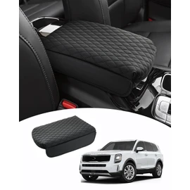 Shademax Center Console Cover for Kia Telluride Accessories 2024 2023 2022 2021 2020 Armrest Cover Cushion Pad PU Leather Armrest Seat Box Cushion Middle Console Lid Protector Black