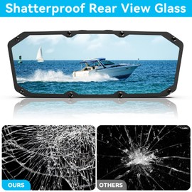 Esploratori Boat Rear View Mirror,Universal 4"x11" Marine Mirror Accessories and Lock Konb,Wide-angle Convex Boat Fit for Pontoon Boat Floating Bridge Boat Sports Crew Surfing